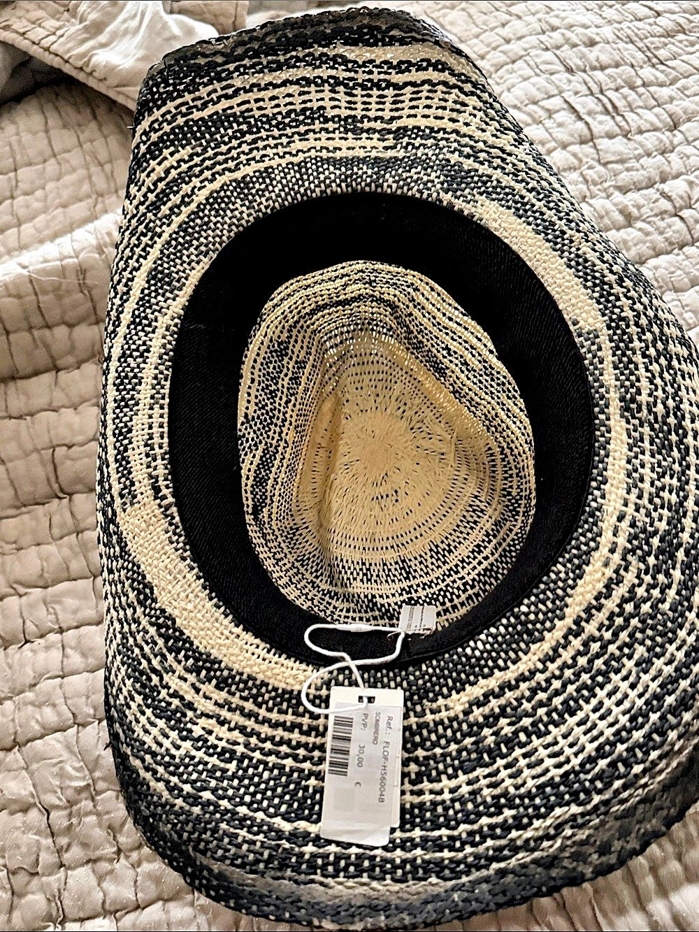 Flora Sombrero Woven Cowboy Hat in Black & Cream NWT - Picture 13 of 16